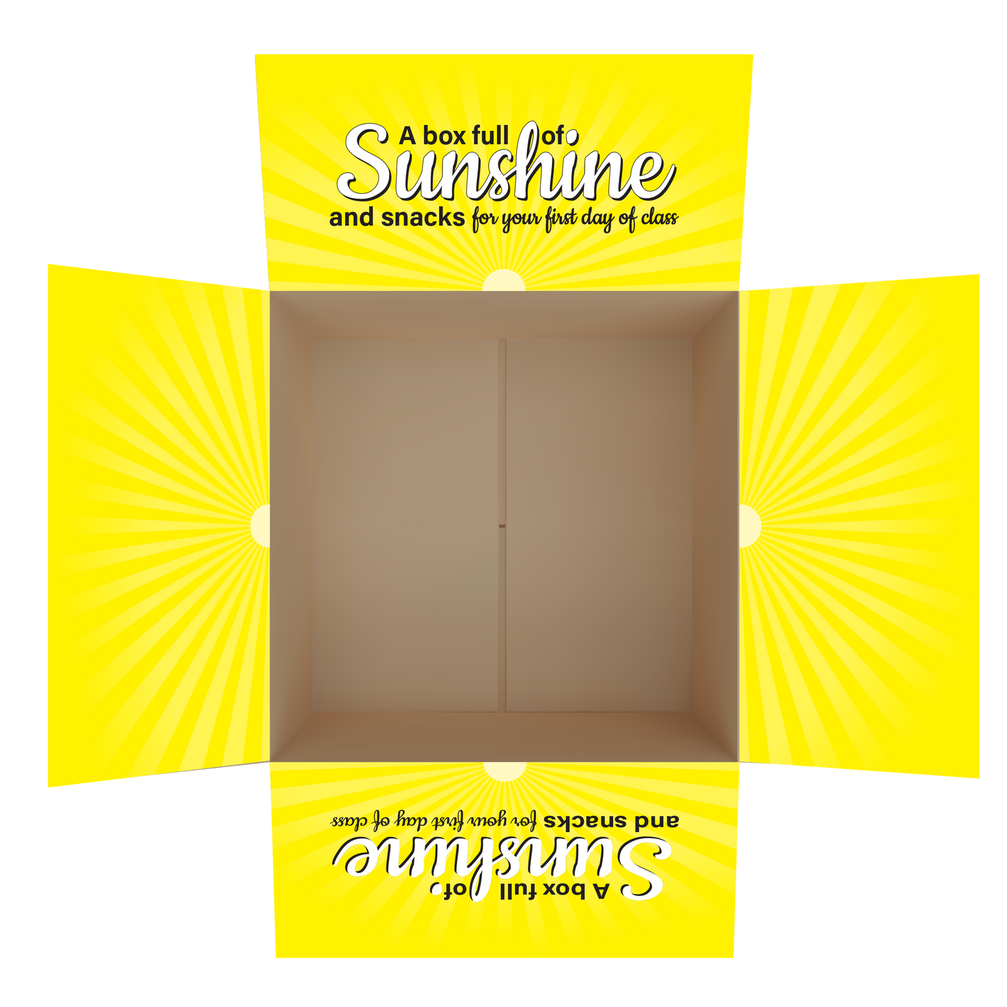 Box Full of Sunshine and Snacks Care Package Flap Stickers