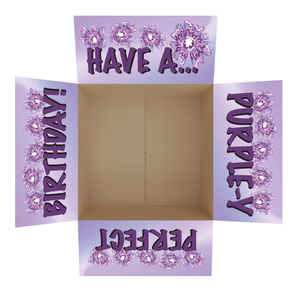 Purple-y Perfect Birthday Care Package Flap Stickers