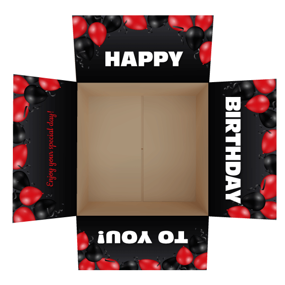 Red Birthday Balloons Care Package Flap Stickers