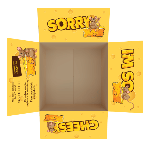 Sorry I'm So Cheesy Care Package Flap Stickers