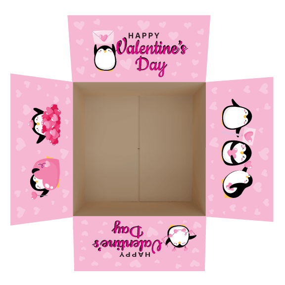 Valentine's Day Penguin Care Package Flap Stickers