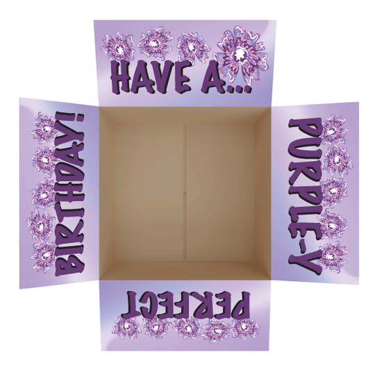 Purple-y Perfect Birthday Care Package Flap Stickers