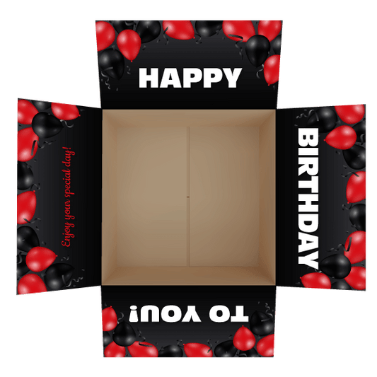 Red Birthday Balloons Care Package Flap Stickers